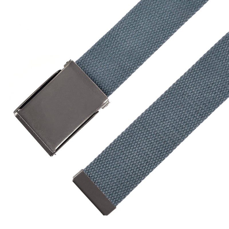Mile High Life Canvas Web Belt | Cut to Fit Up to 52" | Flip-Top Matte Silver Nickel Buckle (2 Pack Black/Dark Gray) - Image 5